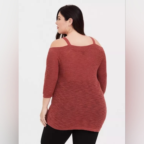 Torrid Dark Coral Pink Orange puce Knit Cold Shoulder Top 2X - Picture 4 of 12